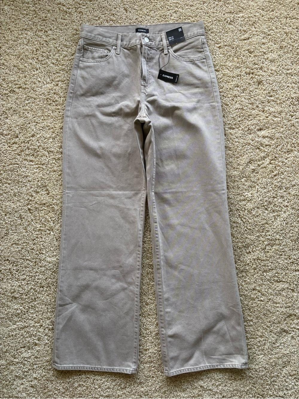 Express Wide Leg High Rise Jeans - Taupe Beige Size 8R